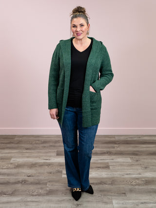 *NEW* Genessa Hooded Sweater Cardigan | Dark Green