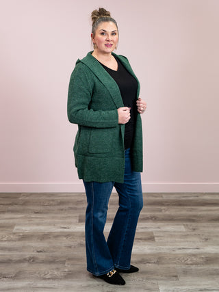 *NEW* Genessa Hooded Sweater Cardigan | Dark Green