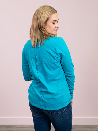 *NEW* Nessy Long Sleeve Button Top | Light Teal