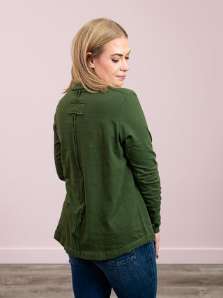 *NEW* Nessy Long Sleeve Button Top | Army Green