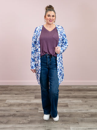 *NEW* Darci Classic Cardigan | Sapphire Floral