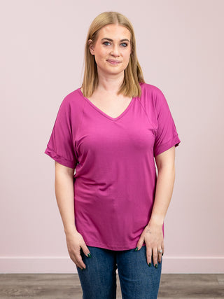 *NEW* Bamboo V Neck Tee | Magenta
