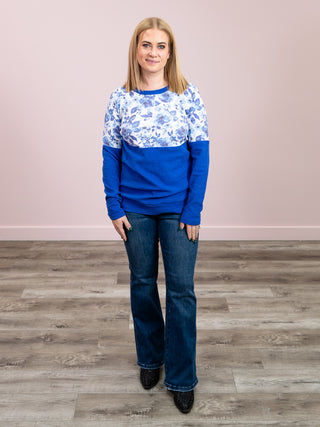 *NEW* Natalie Pullover | Sapphire Floral & Blue