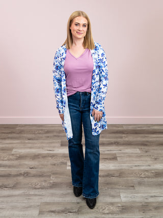 *NEW* Darci Classic Cardigan | Sapphire Floral