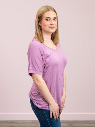 *NEW* Bamboo V Neck Tee | Dusty Mauve
