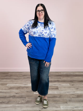 *NEW* Natalie Pullover | Sapphire Floral & Blue