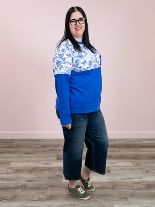 *NEW* Natalie Pullover | Sapphire Floral & Blue