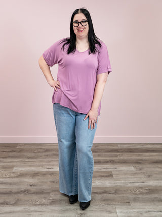 *NEW* Bamboo V Neck Tee | Dusty Mauve