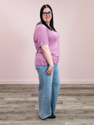*NEW* Bamboo V Neck Tee | Dusty Mauve