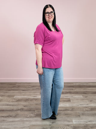 *NEW* Bamboo V Neck Tee | Magenta