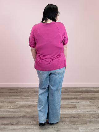 *NEW* Bamboo V Neck Tee | Magenta