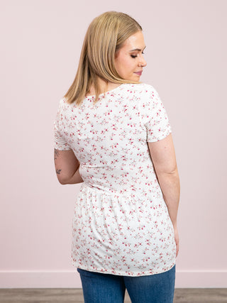 *NEW* Sarah Ruffle Short Sleeve Top | Micro Pink Floral