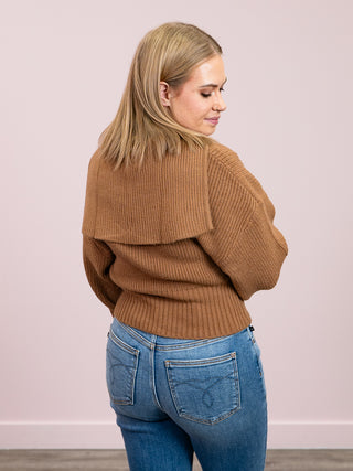 *NEW* Trystan Collared Zip Up Sweater | Deep Camel