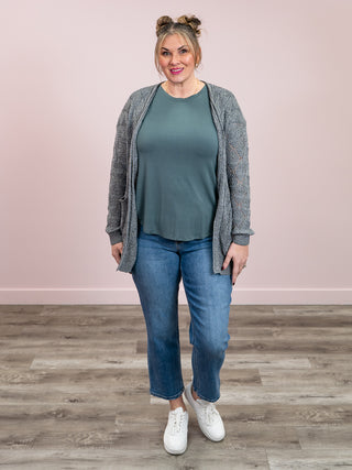 *NEW* Open Knit Cardigan | Grey