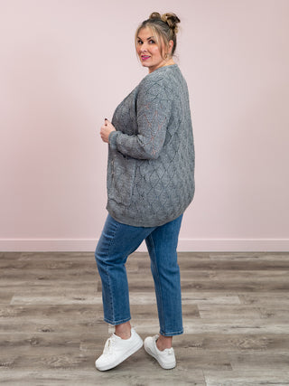 *NEW* Open Knit Cardigan | Grey