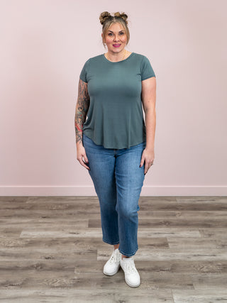 *NEW* Joy Flowy Round Neck Tee | Ash Jade