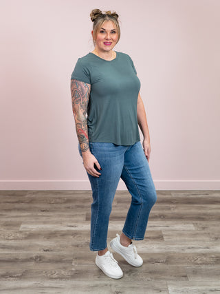 *NEW* Joy Flowy Round Neck Tee | Ash Jade