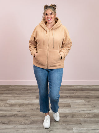 Avani Oversized Zip Up Hoodie | Taupe