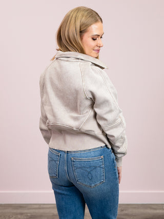 *NEW* Ayla Acid Wash Zip Up Fleece Full Zip | Ash Mocha