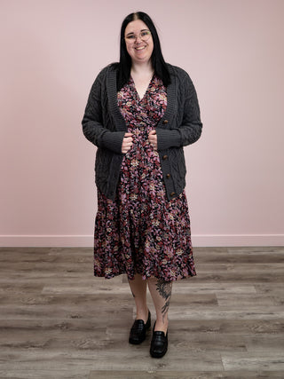 *NEW* Homey Cable Knit Cardigan | Charcoal