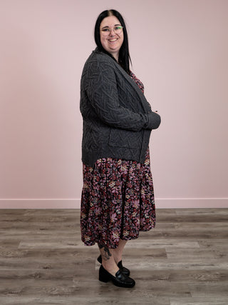 *NEW* Homey Cable Knit Cardigan | Charcoal