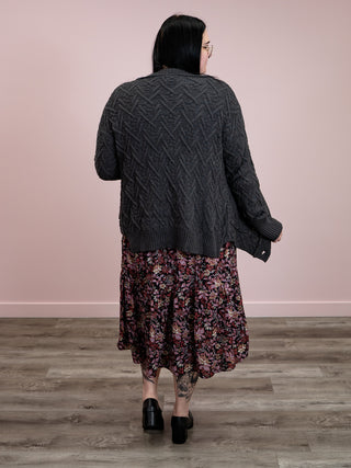 *NEW* Homey Cable Knit Cardigan | Charcoal