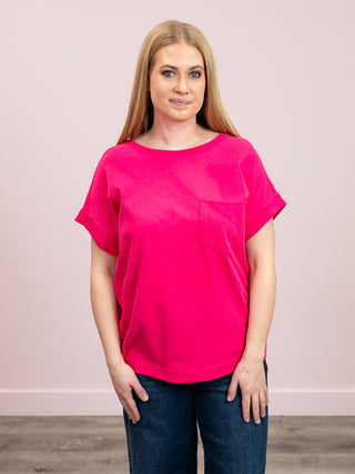 Elly Short Sleeve Cuffed Tee | Hot Pink