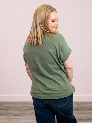 Elly Short Sleeve Cuffed Tee | Light Olive