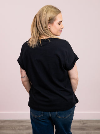 Elly Short Sleeve Cuffed Tee | Black