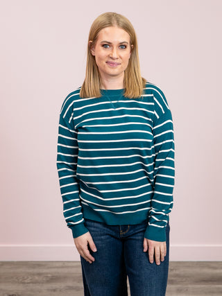 *NEW* Chloe Striped Pullover Sweater | Dark Teal