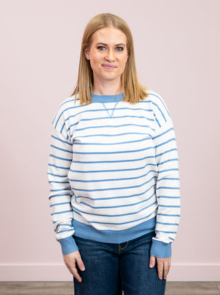 *NEW* Chloe Striped Pullover Sweater | Ivory & Denim