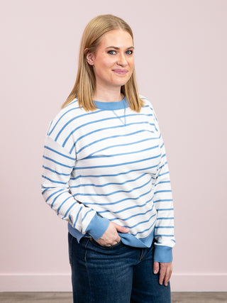 *NEW* Chloe Striped Pullover Sweater | Ivory & Denim