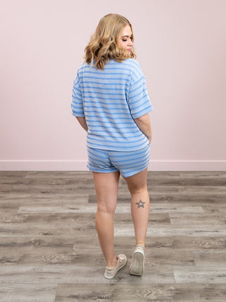 *NEW* Liona Ribbed Tee & Shorts Set | Cornflower Blue