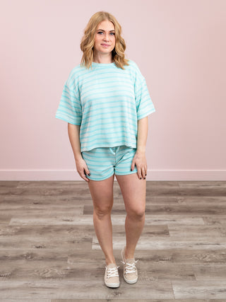 *NEW* Liona Ribbed Tee & Shorts Set | Turquoise