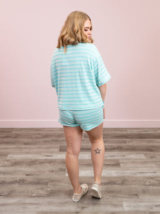 *NEW* Liona Ribbed Tee & Shorts Set | Turquoise