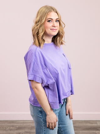 *FINAL SALE* Sammie Oversized Crop Boxy Tee | Lavender