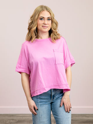 *FINAL SALE* Sammie Oversized Crop Boxy Tee | Candy Pink
