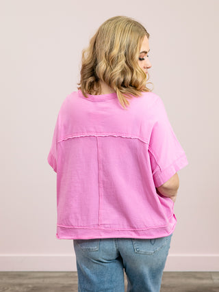 *FINAL SALE* Sammie Oversized Crop Boxy Tee | Candy Pink