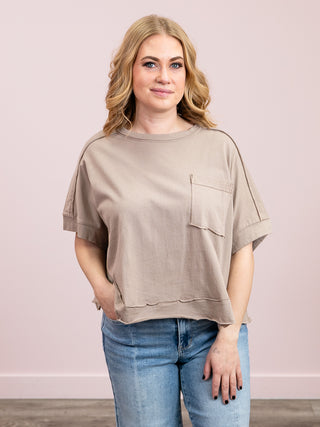*FINAL SALE* Sammie Oversized Crop Boxy Tee | Ash Mocha