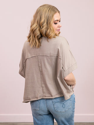 *FINAL SALE* Sammie Oversized Crop Boxy Tee | Ash Mocha