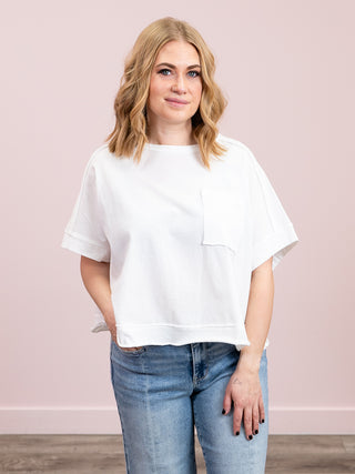 *FINAL SALE* Sammie Oversized Crop Boxy Tee | White