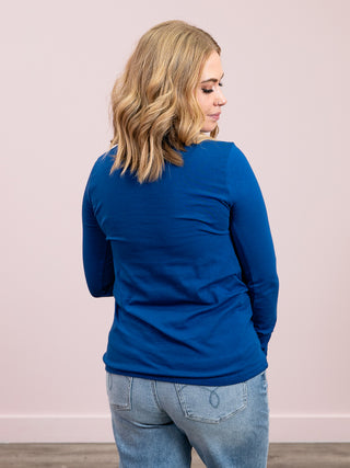 *NEW* Elle Long Sleeve Top | Light Navy