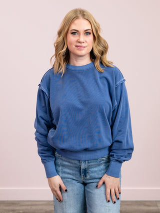 *NEW* Softside Fleece Round Neck Pullover | Light Navy