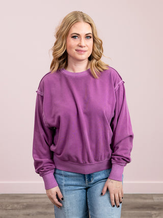 *NEW* Softside Fleece Round Neck Pullover | Light Plum