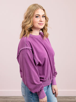 *NEW* Softside Fleece Round Neck Pullover | Light Plum