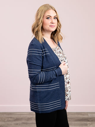 *NEW* Lainey Striped Cardigan | Indigo