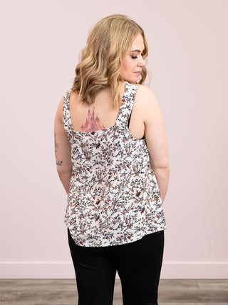*NEW* Sweet Bloom Smocked Square Neck Tank | Ivory Floral