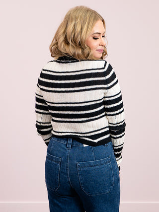 *NEW* Bold Affair Striped Crew Neck Sweater | Black