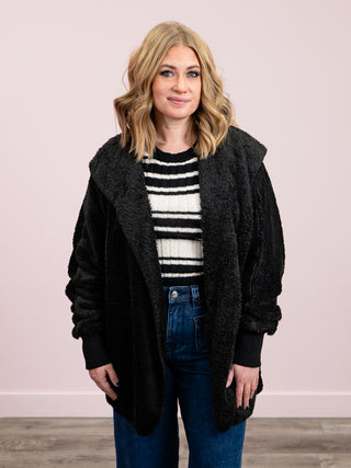 *NEW* Anya Faux Fur Hooded Jacket | Black