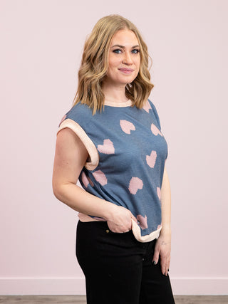 *NEW* Full of Love Tank | Denim & Pink